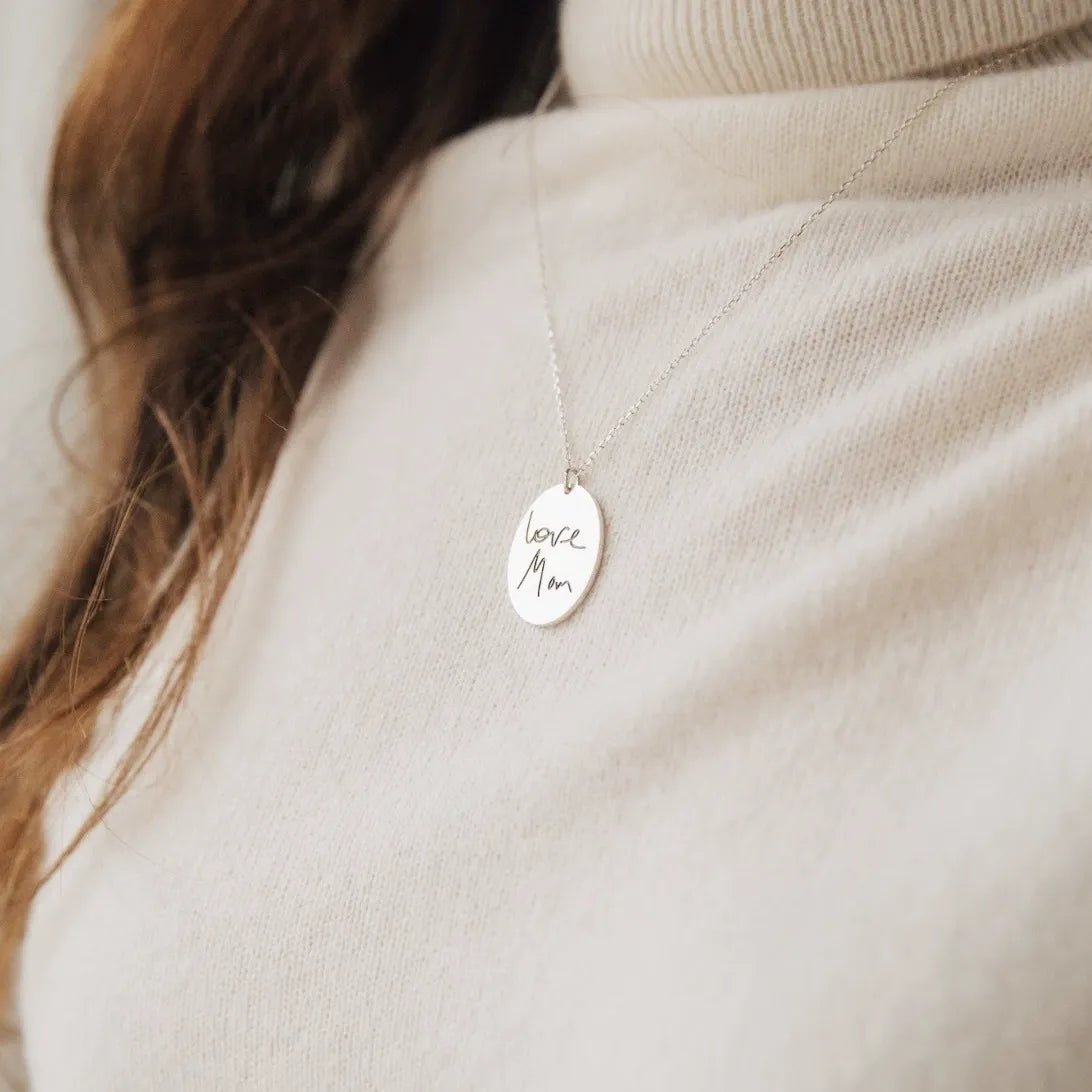 S925 Sterling Silver Personalized Oval Fingerprint Necklace - Metis Grace