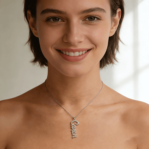 S925 Sterling Silver Vertical Name Necklace - Metis Grace