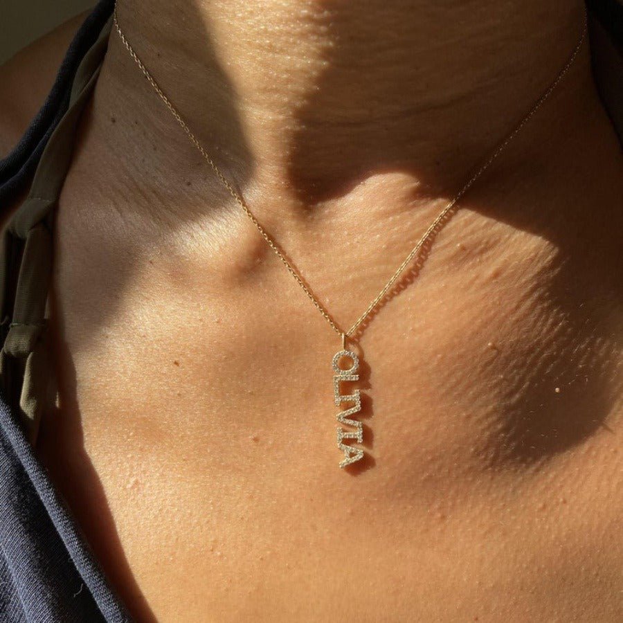 S925 Sterling Silver Vertical Name Necklace - Metis Grace