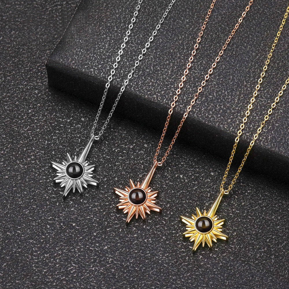 Sunflower Photo Projection Necklace in S925 Sterling Silver - Metis Grace