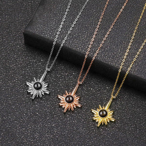 Sunflower Photo Projection Necklace in S925 Sterling Silver - Metis Grace