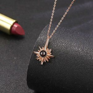 Sunflower Photo Projection Necklace in S925 Sterling Silver - Metis Grace