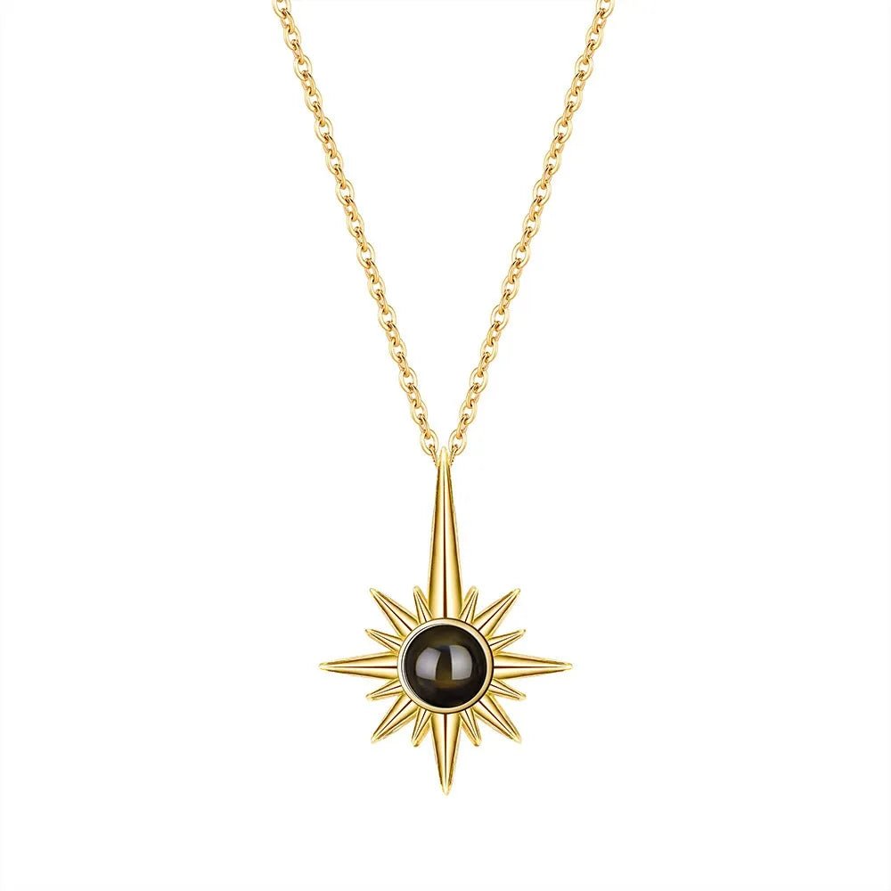 Sunflower Photo Projection Necklace in S925 Sterling Silver - Metis Grace